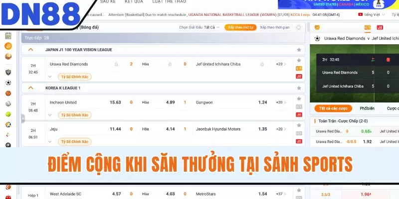 Điểm cộng khi săn thưởng tại sảnh sports