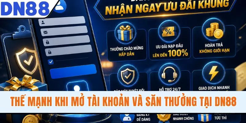 Thế mạnh khi mở tài khoản và săn thưởng tại DN88